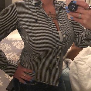 POLO pin striped button up shirt